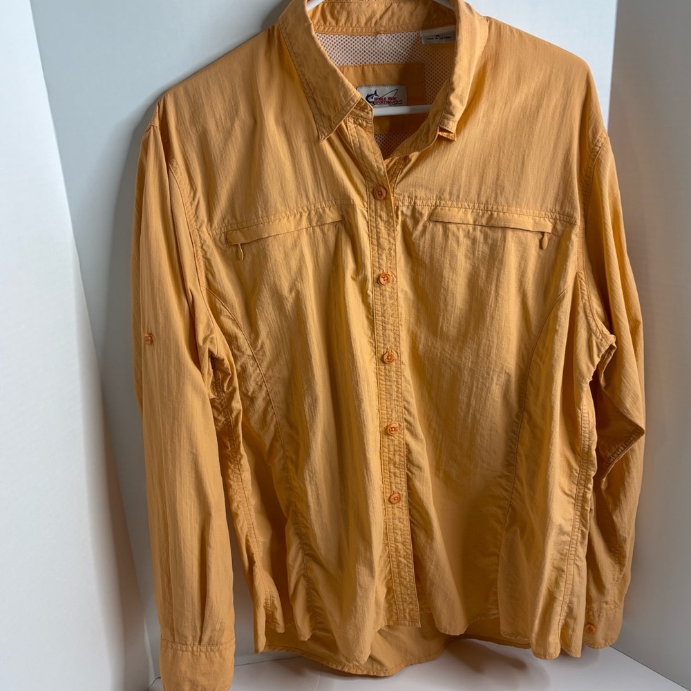 Mens‎ World Wide Sportsman long Sleeve Vented Half Back Mustard Yellow shirt XL